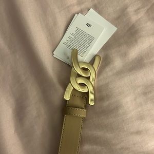 H&M light brown leather belt with gold buckle - new with tags